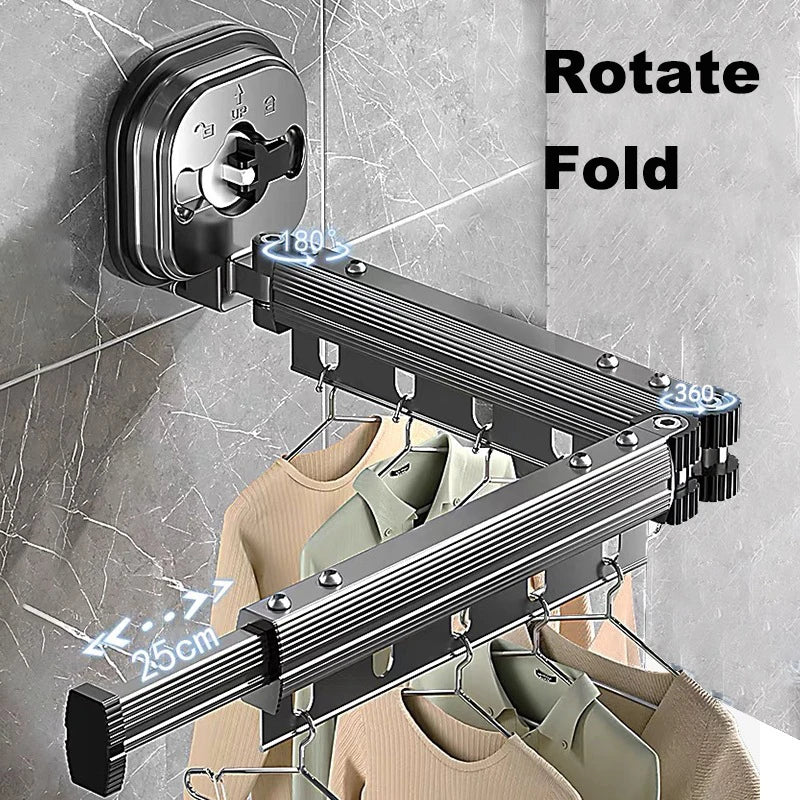 Retractable Wall-Mounted Clothes Drying Rack Space Saver Collapsible Laundry Hanger