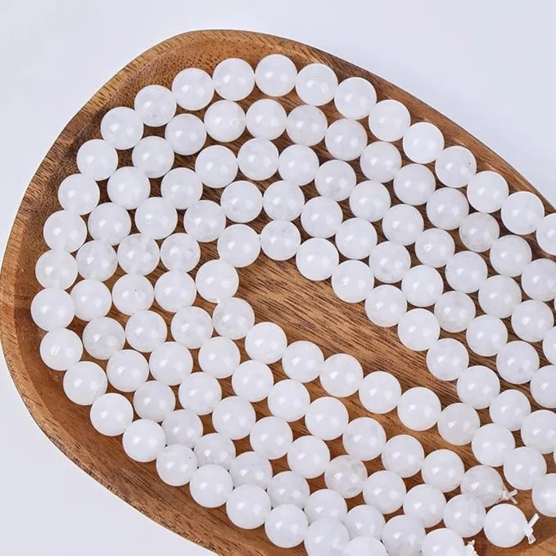 Natural Selenite Beads for Jewelry Making - Semi-Precious Round Loose Stones