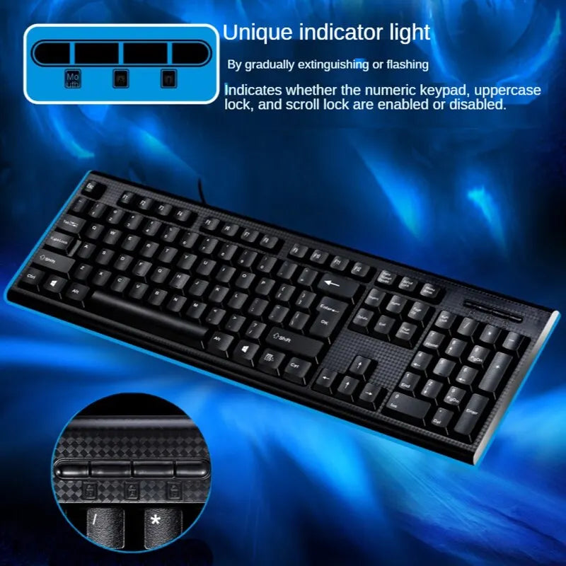 Q9 Wired Full-Size USB Keyboard with Square Mouth Design for Office & Home