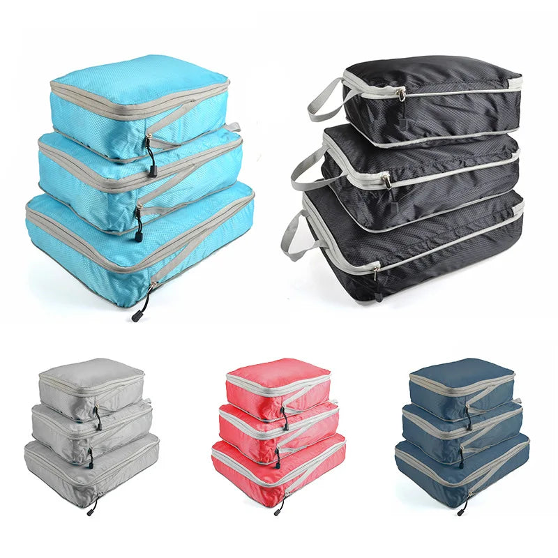 Foldable Compressible Packing Cubes Waterproof Travel Storage Bag Suitcase Organizer