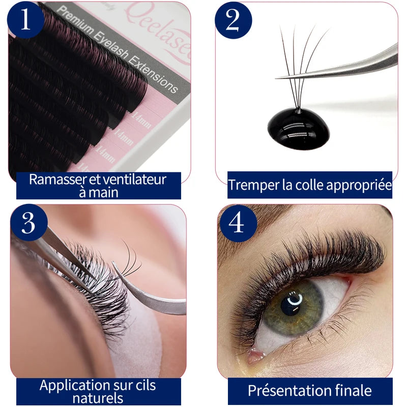 Eyelash Extension Supplies Set - Mink Individual Lashes with D,C, B, DD Curl, Various Lengths, Thin Thickness Options