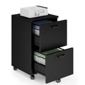 Rolling Wood Filing Cabinet with Lockable Wheels and 2 Drawers for Home Office
