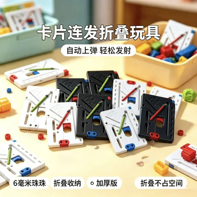 Foldable Portable Card Transformable Slingshot Stress Relief Toy - 3D Print Plastic, No Steel Ball