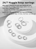 Small Hoop Earrings for Women - 18K Gold Plated Surgical Steel Huggie Earrings, Cartilage Helix Tragus