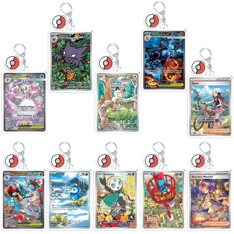 Anime Acrylic Keychain Backpack Pendant Set - Gardevoir Meowth Charizard Meloetta