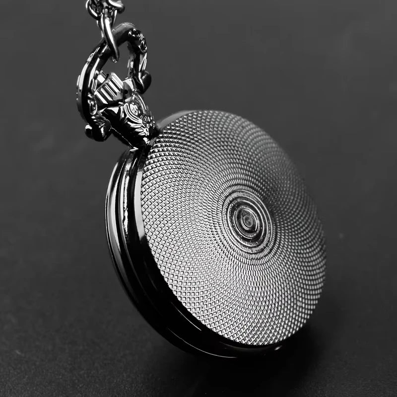 Vintage Black Crow Pocket Watch Necklace with World Time - Unisex Gift