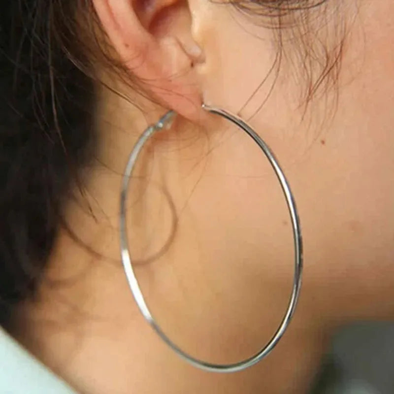 2-Pair Stainless Steel Hoop Earrings for Women Men - Fashion Jewelry Gift