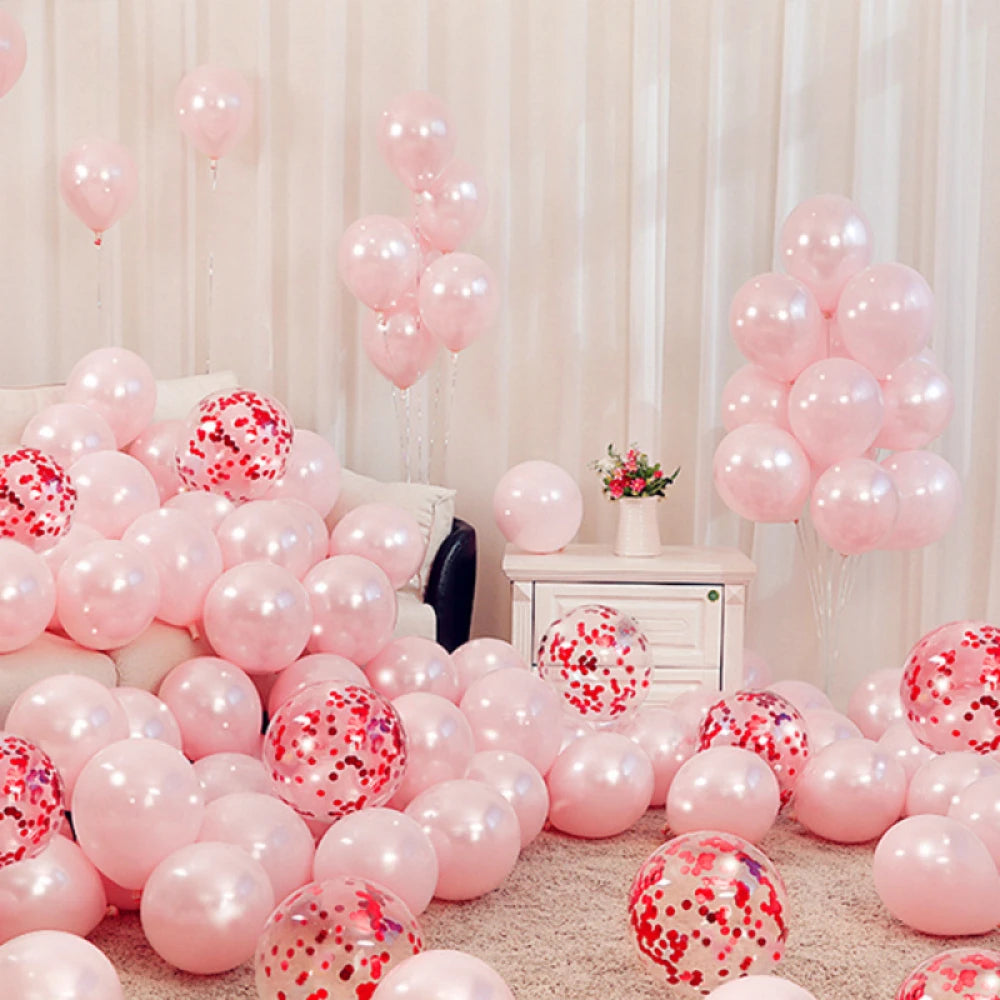 Pink & Red Latex Balloons Pack for Valentine's Day Wedding Party Decorations