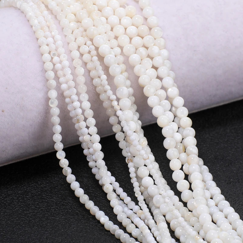 Natural White Freshwater Shell Pearl Beads for Jewelry Making - Round Spacer Beads