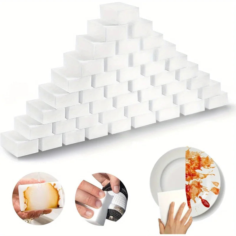 20Pcs Melamine Sponge Cleaning Erasers for Kitchen & Household Use