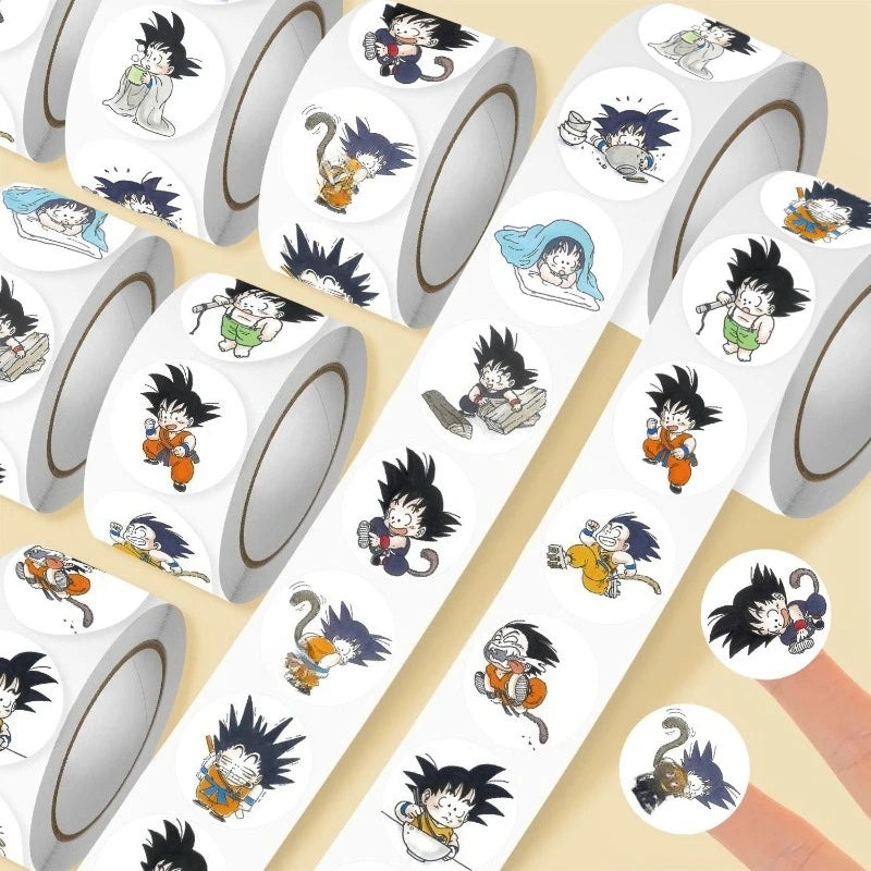 Dragon Ball Cartoon Cute Chibi 500pcs Sticker Roll - Kawaii Anime Decals for Kids & Students