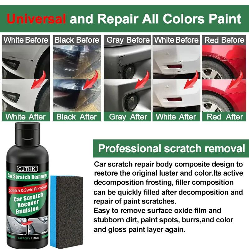 Car Scratch Remover Kit for Auto Paint Repair and Polishing - Multiple Colors