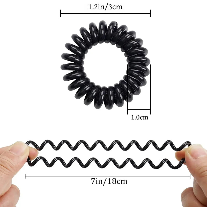 Large Spiral Hair Ties 30mm Coil Hair Bands Waterproof Strong Hold Set