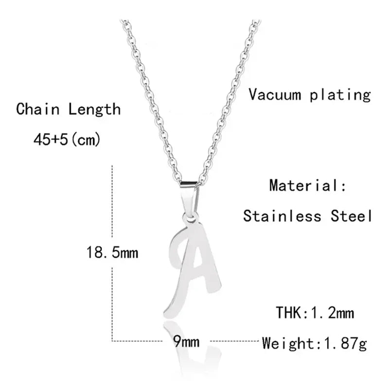 Initial Letter Pendant Necklace for Women Stainless Steel Clavicle Chain Jewelry