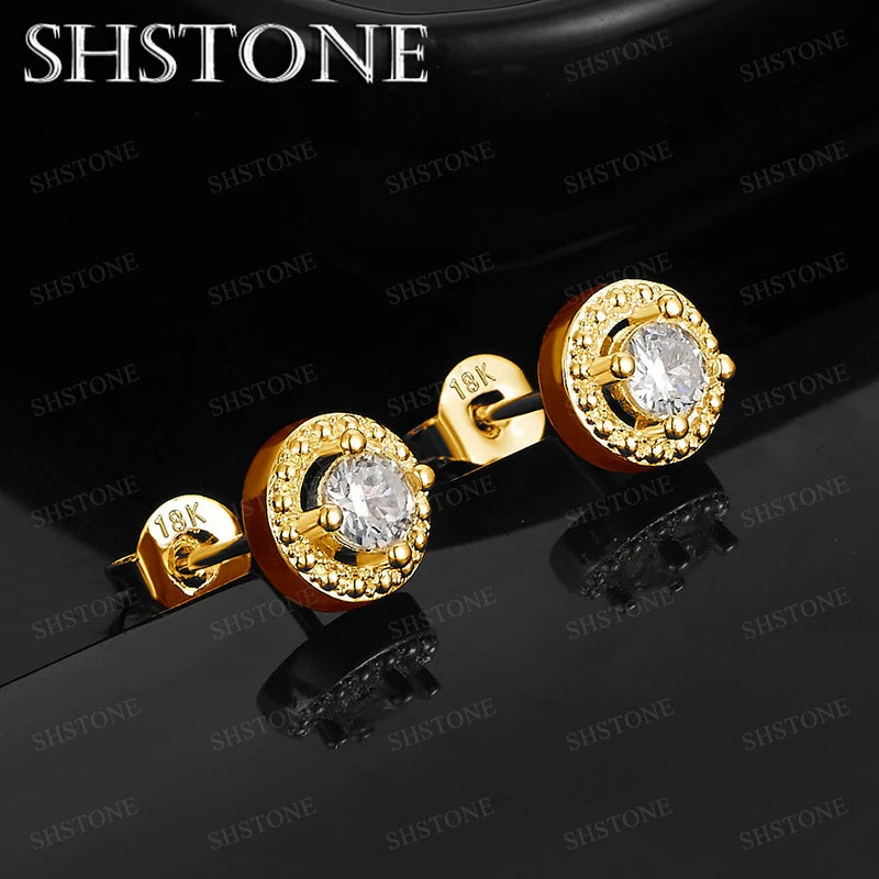 18k Gold Rose Flower Zircon Stud Earrings - Multi Circular Fashion Jewelry