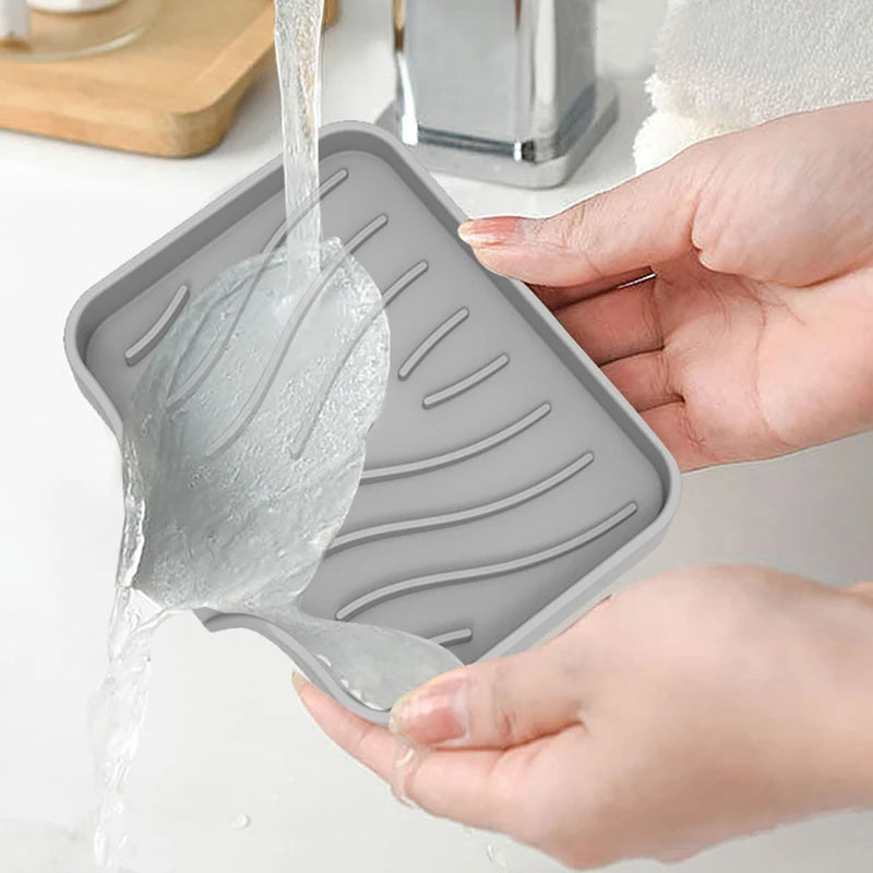 Silicone Sink Caddy for Dish Soap and Sponge Storage - Draining Organizer for Kitchen Counter