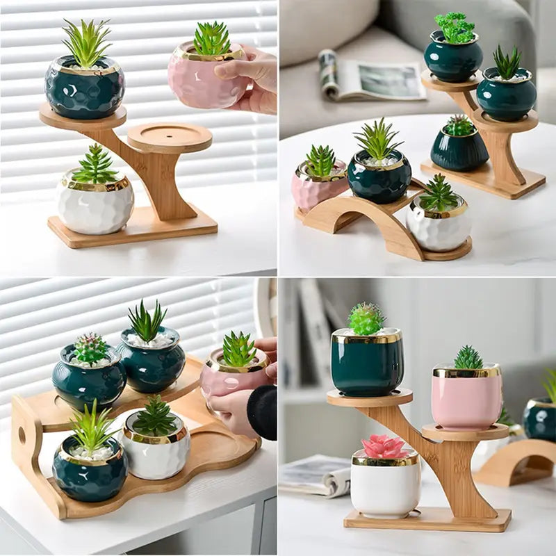 Mini Indoor Plant Stands for Window Sills & Desks, 3-Tier Space-Saving Shelves