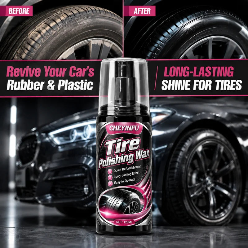 Car Tire Polishing Wax 120ml - Restores Shine & Protects Rubber & Plastic
