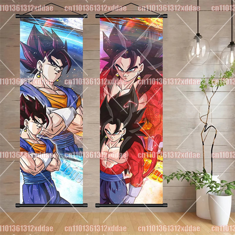 Anime Scroll Wall Art - Dragon Ball Goku Vegeta Poster Mural for Home & Kids Decor