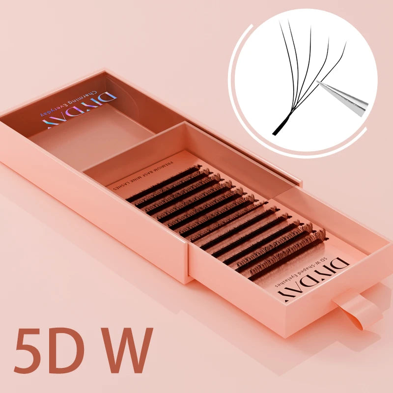 DIYDAY W Shape False Eyelash Extensions Premade 3D-8D Mink Faux Lashes Natural Look