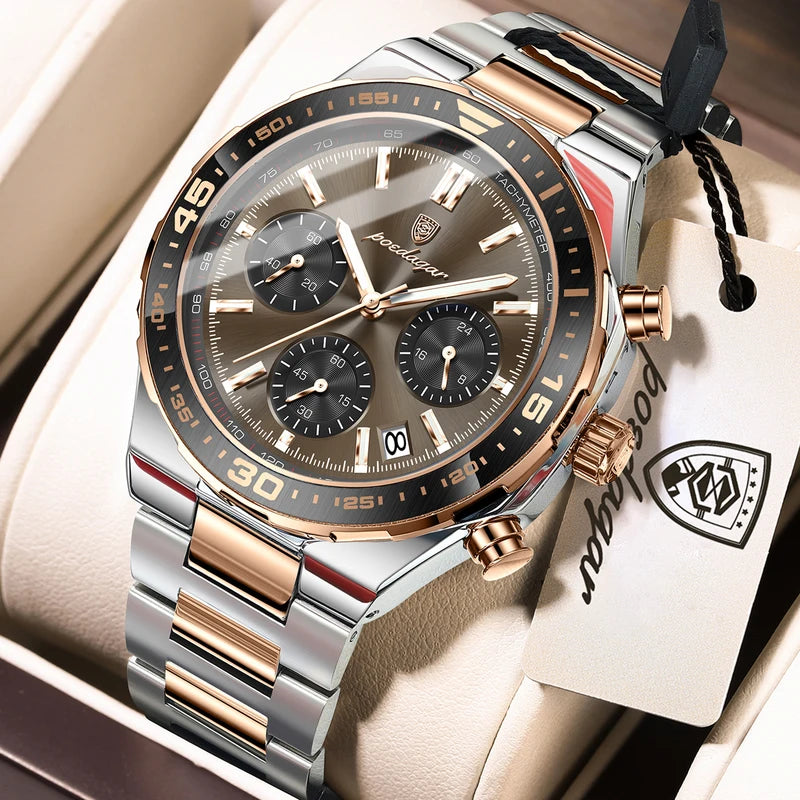 Men's Waterproof Luminous Quartz Sport Watch with Chronograph and Date