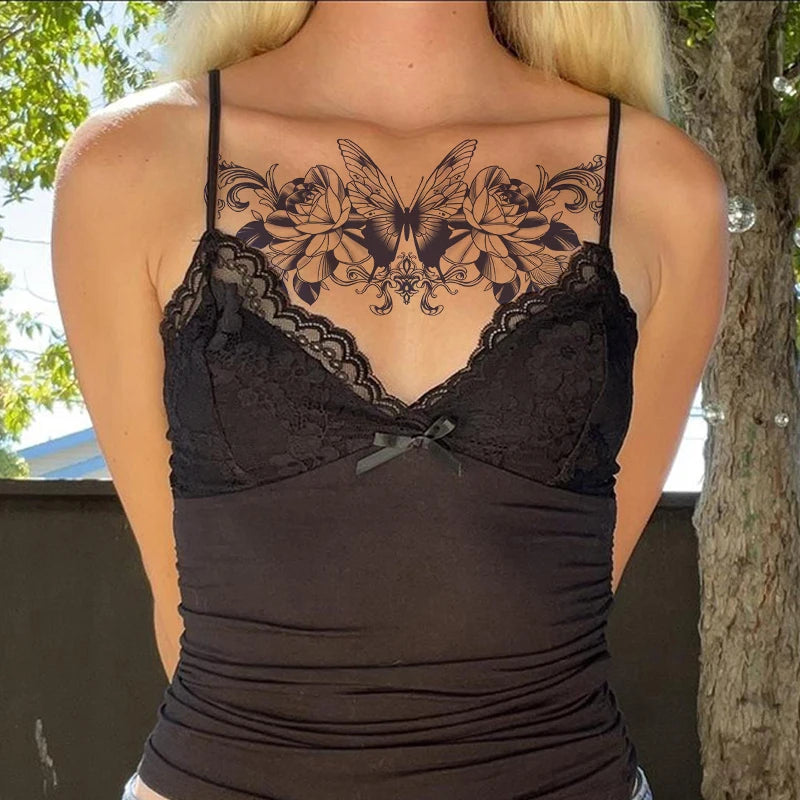 Waterproof Herbal Juice Temporary Tattoo Stickers for Hips Butterfly & Flower Designs