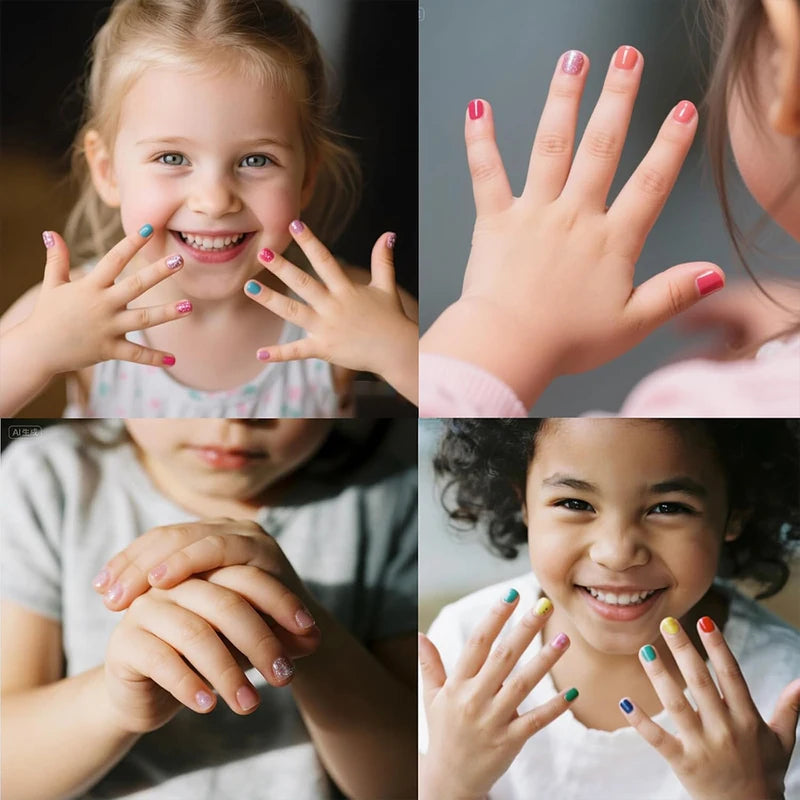 Kids Water-Based Non-Toxic Nail Polish Set - Quick-Dry Peel-Off Nail Art Kit for Holidays