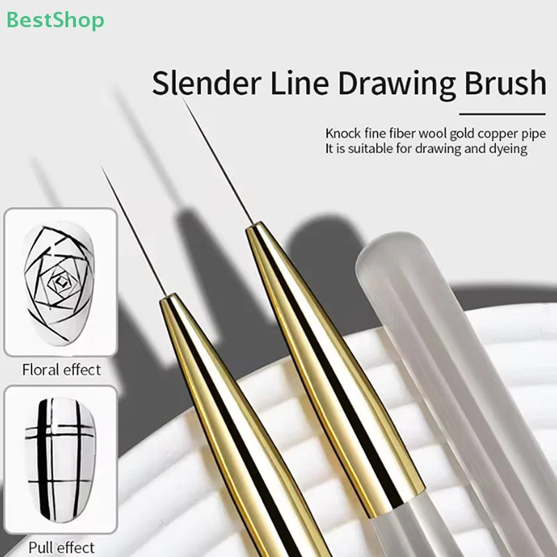 5-Pack Nail Art Brushes Set for Acrylic Flower & Line Drawing