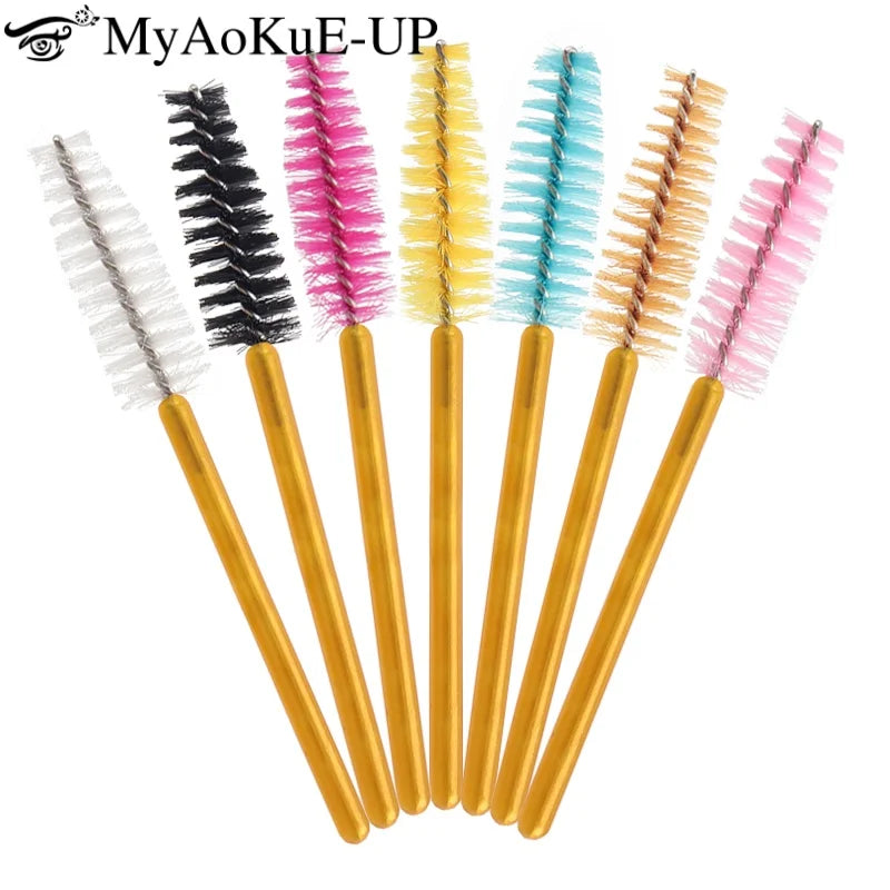 50Pcs Disposable Eyelash Makeup Brush Mascara Wands - Mini Eye Lash & Eyebrow Comb Set