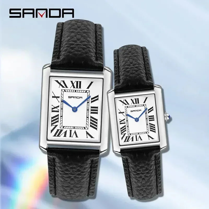 Luxury Couple Quartz Watches Waterproof Scratch-Resistant Leather Strap