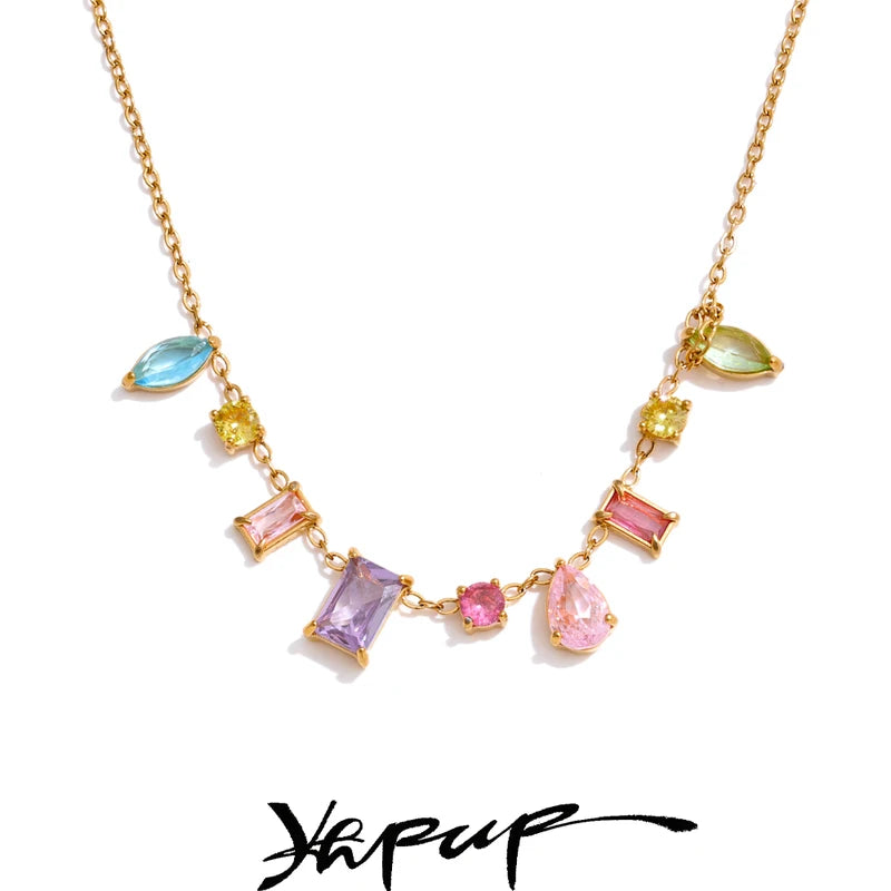 Trendy Cubic Zirconia Pendant Necklace in Stainless Steel – Elegant Jewelry Gift