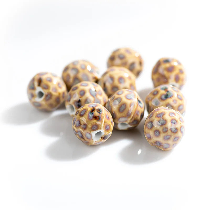 15mm Leopard Ceramic Beads 10-Pack High-Quality Porcelain Jewelry Components