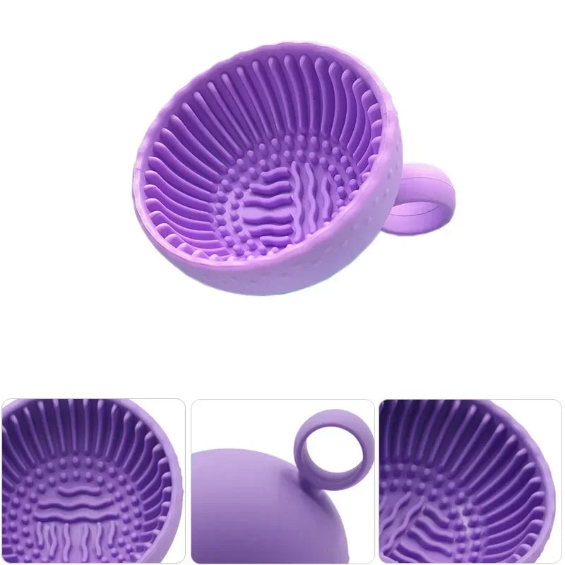 Silicone Makeup Brush Cleaner Bowl Folding Cosmetic Cleaning Tool - Multiple Colors
