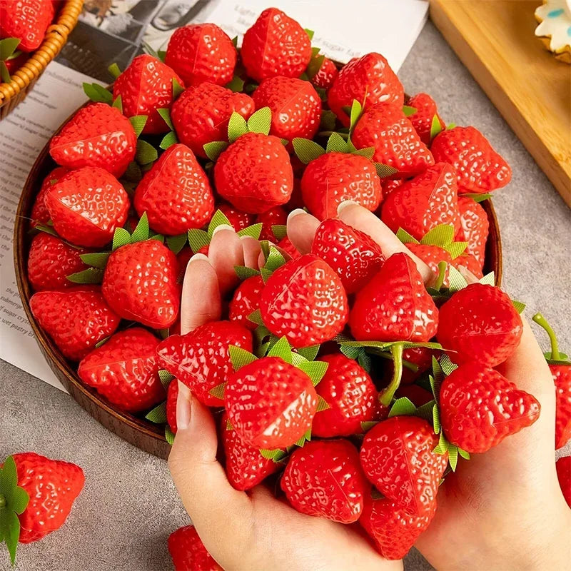 Artificial Strawberry Fruit Set for Home Decor, Parties & Photography - Multiple Sizes