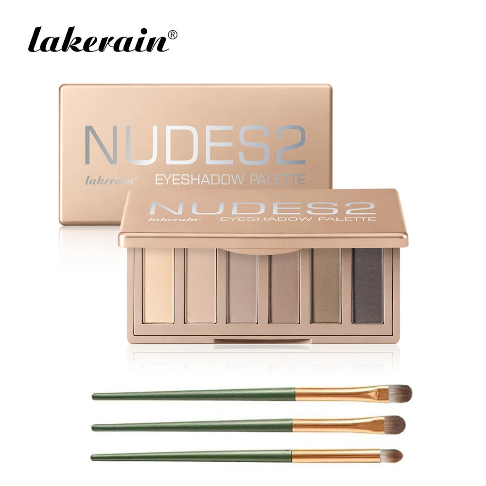 Long-Lasting Neutral Eyeshadow Palette with 3 Brushes - Matte & Waterproof Finish