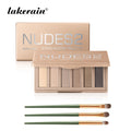 Long-Lasting Neutral Eyeshadow Palette with 3 Brushes - Matte & Waterproof Finish