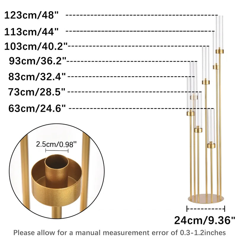 Gold Floor Candelabra Set - Tall Wedding Centerpieces, 48 Inch, 4-Pack with Removable Lampshades