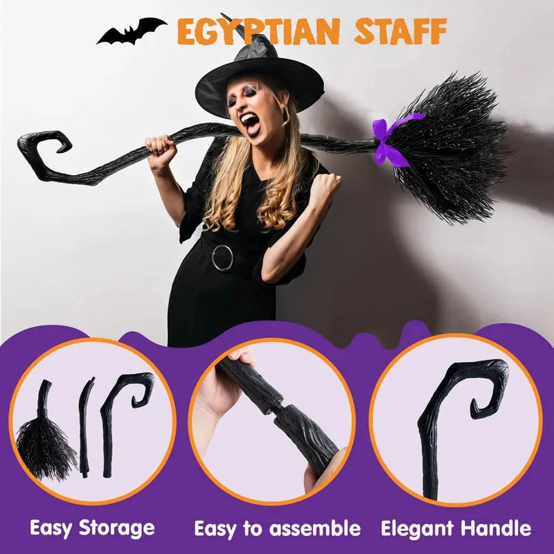 Halloween Witch Broom Decoration Prop for Costume Parties and Cosplay