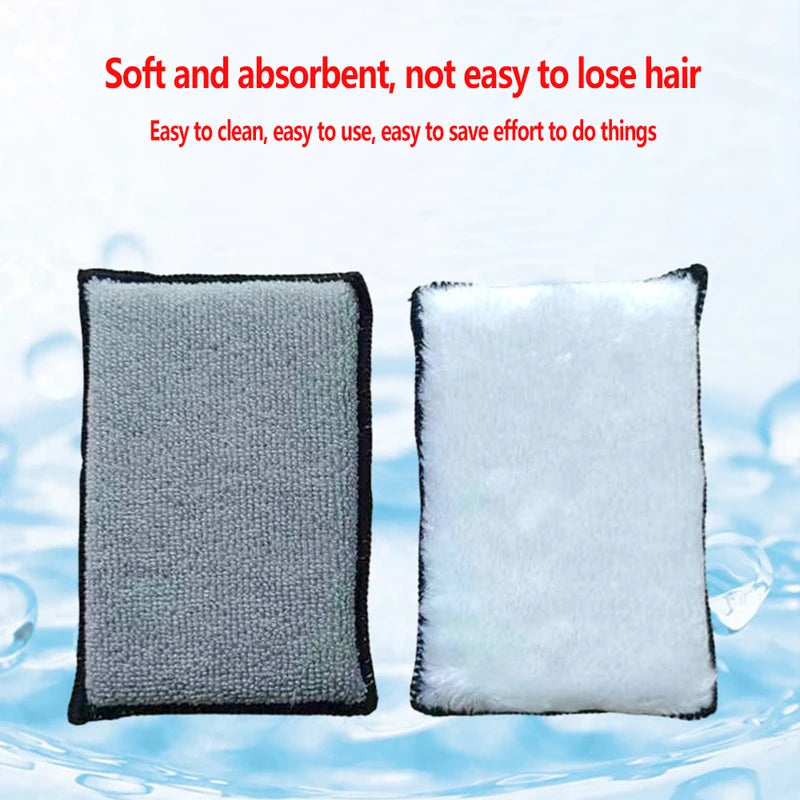 Double Side Car Interior Cleaning Sponge for Leather & Plastic Surfaces - Microfiber Wash Pad