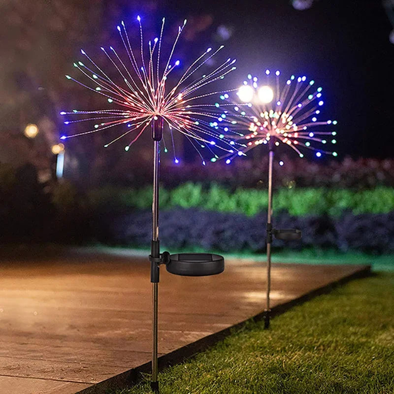 Solar Fireworks String Lights Outdoor Holiday Garden Patio Decorations