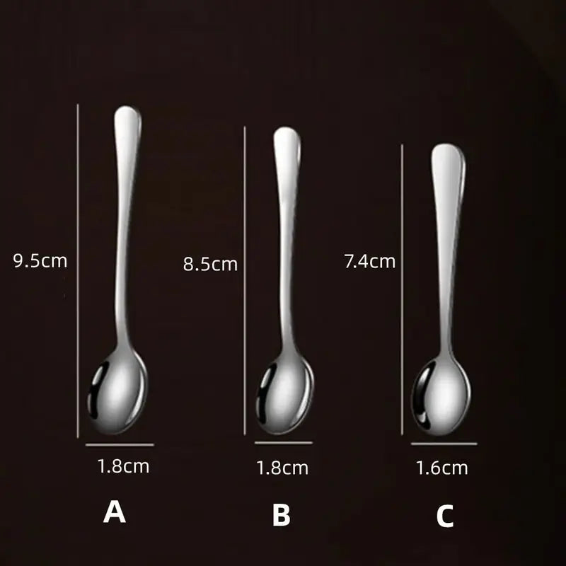 Mini Stainless Steel Coffee & Tea Spoons Set - Rust-Resistant Kitchen Utensils, 5 Pieces