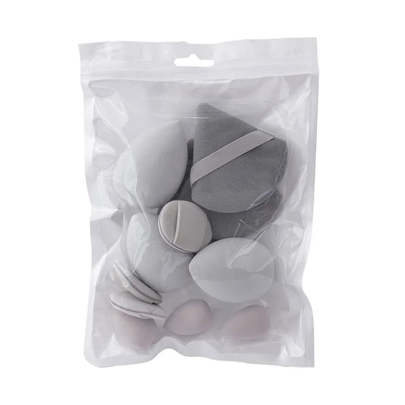 12Pcs All-Purpose Makeup Sponge Set with Dual-Use Beauty Egg & Powder Puffs