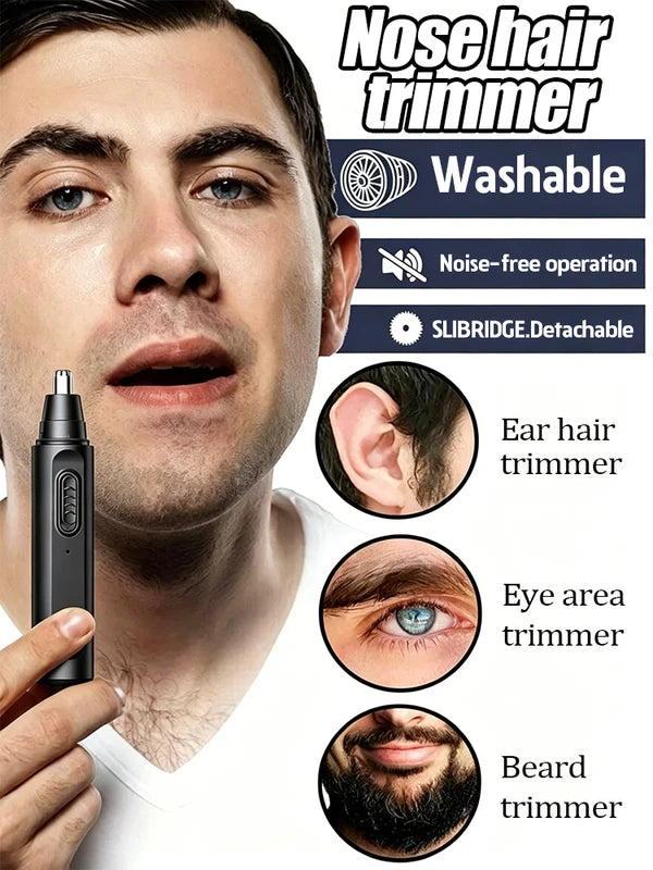 Nose Hair & Ear Trimmer for Facial Hair Removal - Washable & Portable