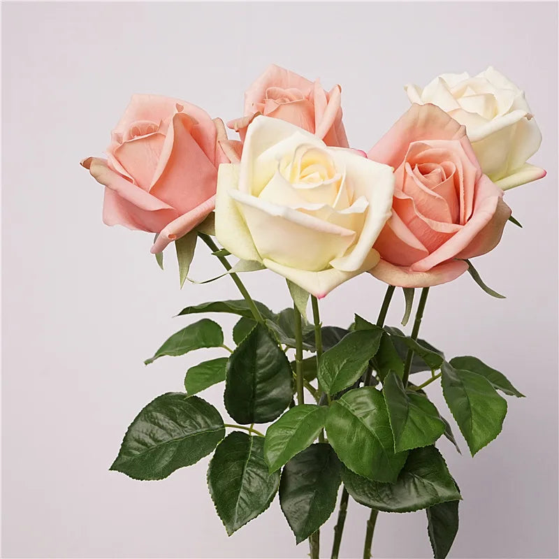 Artificial Moisturizing Rose Flowers Set for Wedding Bridal Decor - Real Touch Faux Flowers