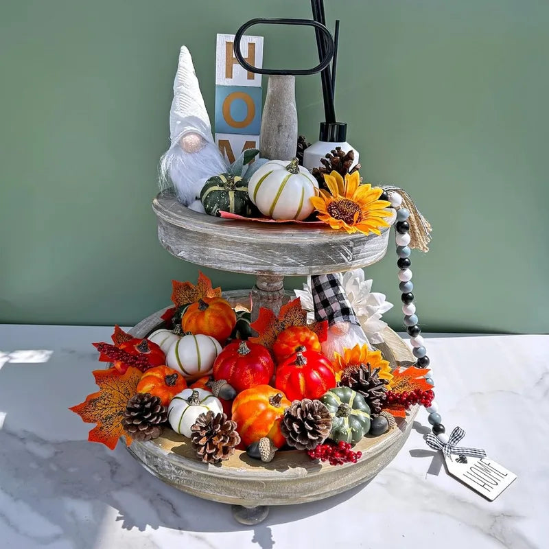 Mini Artificial Halloween Pumpkin Decor Set - 9pcs DIY Decorative Props