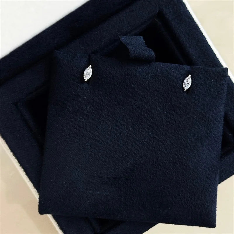 Mini Geometry Stud Earrings - Sterling Silver Gold Plated Zircon Jewelry for Women