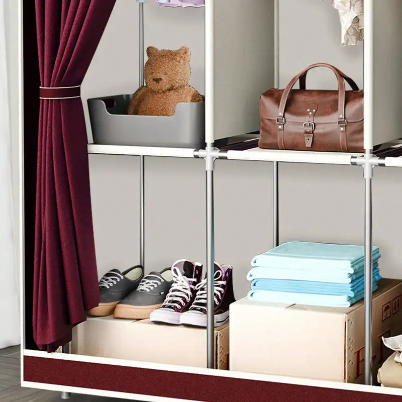 Large Capacity Portable Wardrobe Closet with Shelves & Hanging Rod - Dustproof Cloth Storage Cabinet