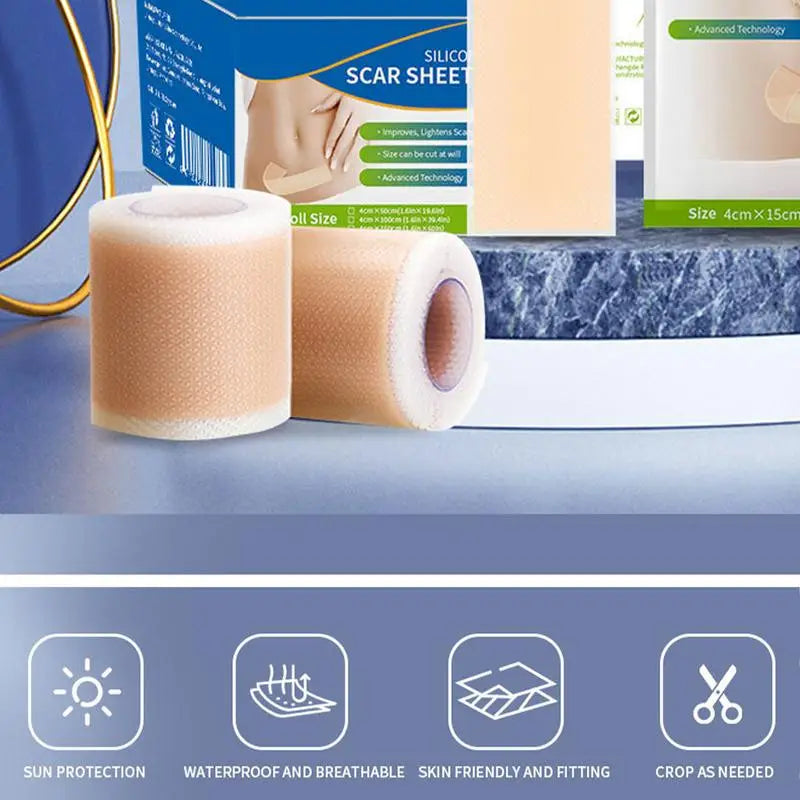 Self-Adhesive Silicone Scar Tape - Reusable Skin Care Strips for Scar Reduction 4x50cm