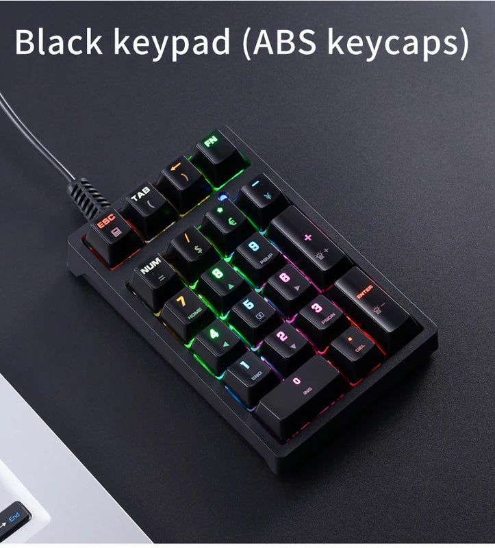 Mini Numeric Keypad RGB Backlight Blue Switch Portable Wired Number Pad for Financial & Office Use
