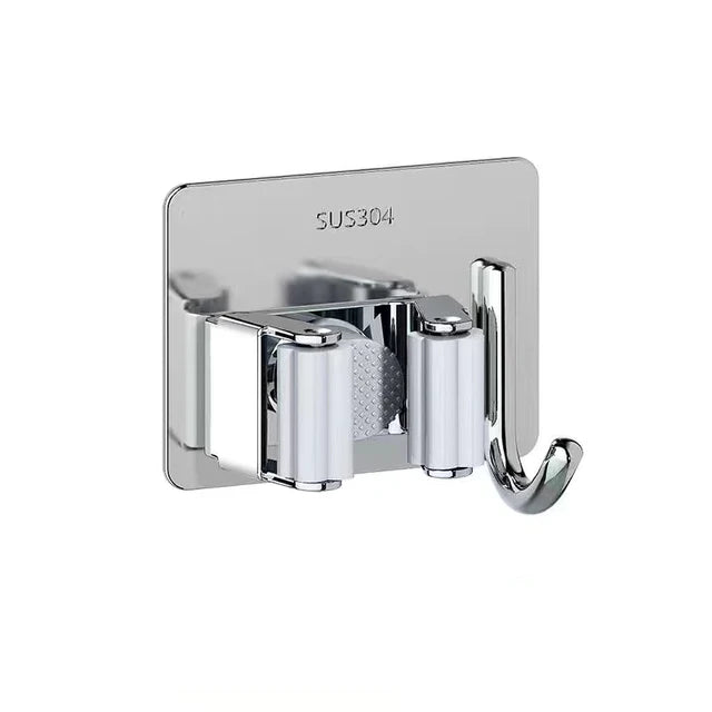 304 Stainless Steel Wall Mounted Mop Holder Hook Organizer Rack for Kitchen & Bathroom